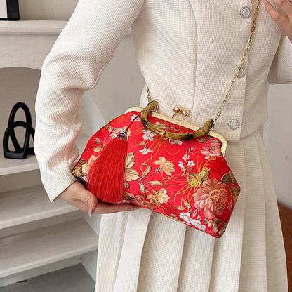 Floral Embroidery Evening Clutch