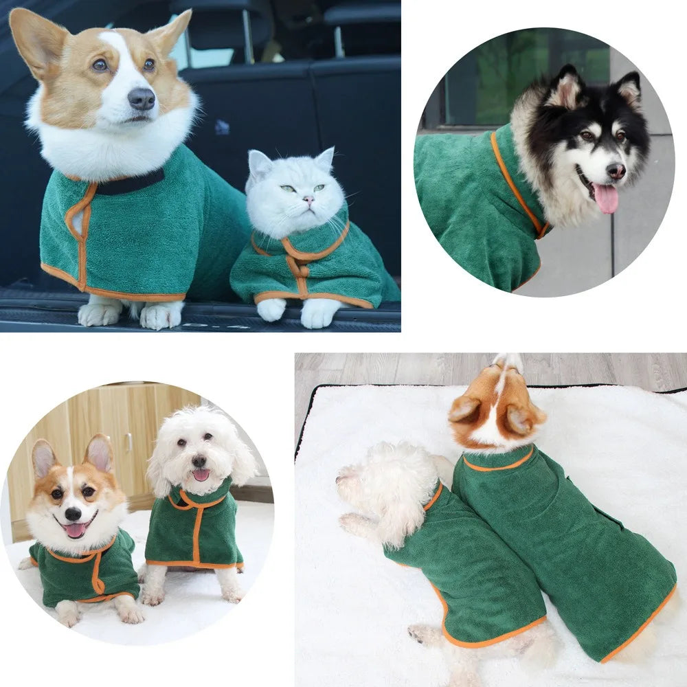 Quick-Dry Absorbent Dog Bathrobe