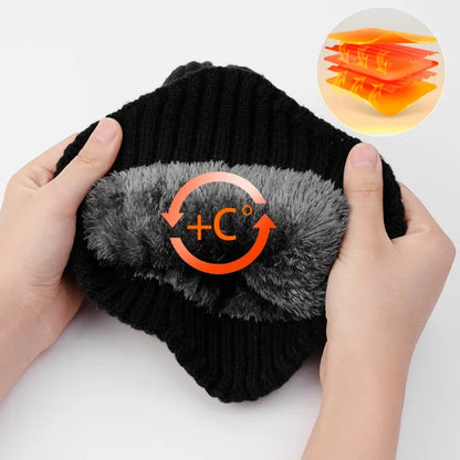 Men’s Winter Knitted Peaked Hat & Neck Warmer Set