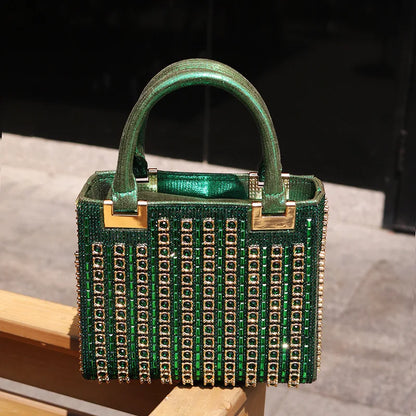Crystal Inlaid Evening Satchel Bag