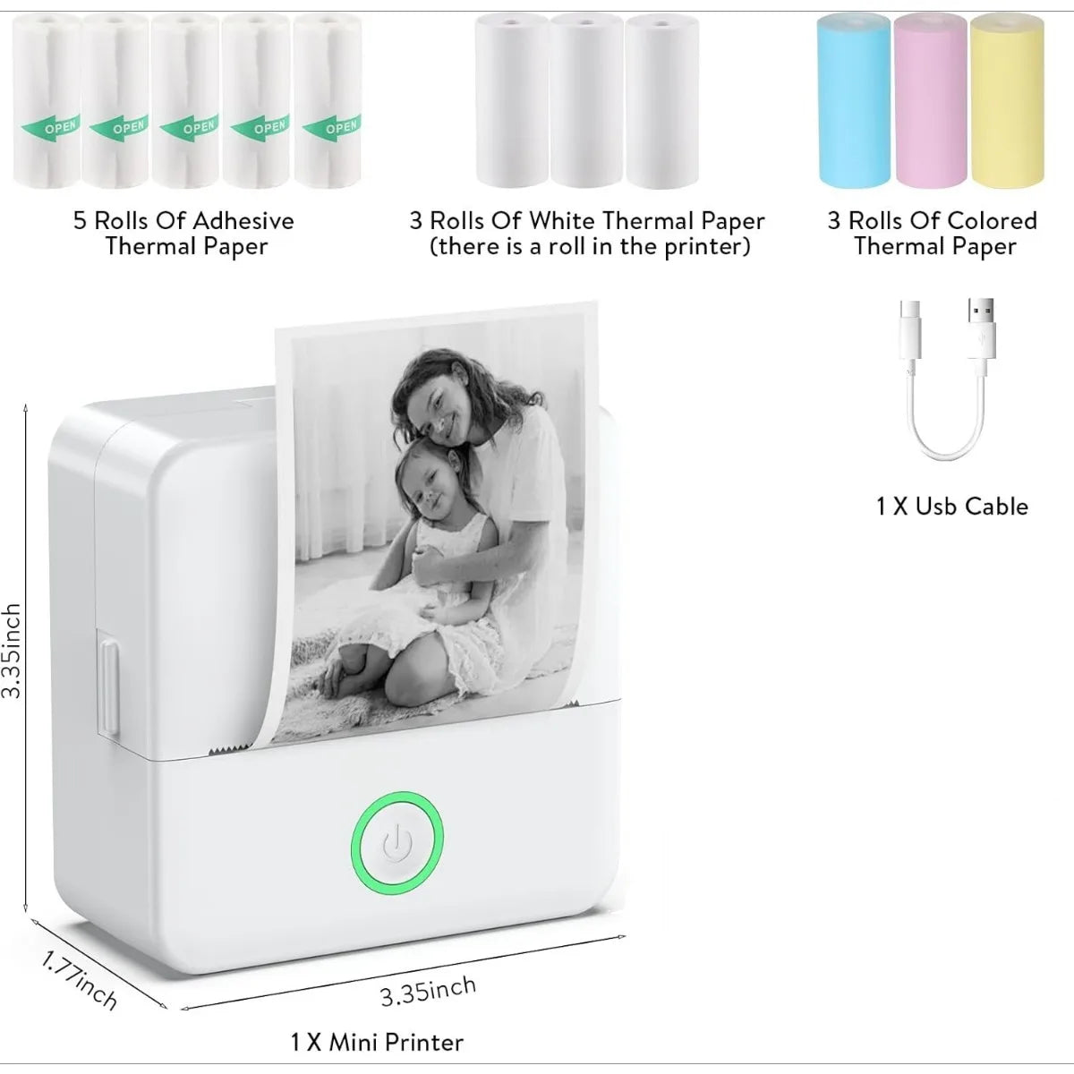 Bluetooth Pocket Thermal Printer & Sticker Paper Set