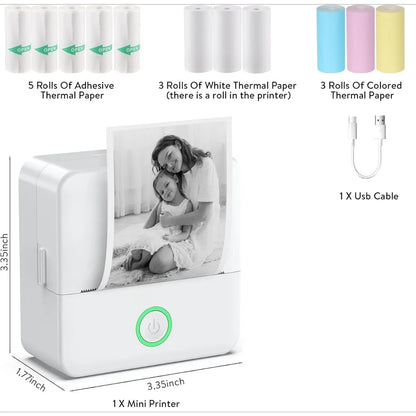 Bluetooth Pocket Thermal Printer & Sticker Paper Set