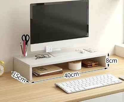 Wooden Monitor Stand with Storage Shelf