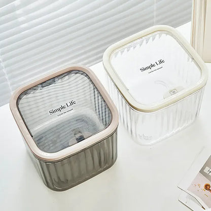 Transparent Mini Desktop Storage Box with Pop-Up Lid