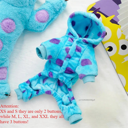 Thickened Blue Dinosaur Pet Hoodie