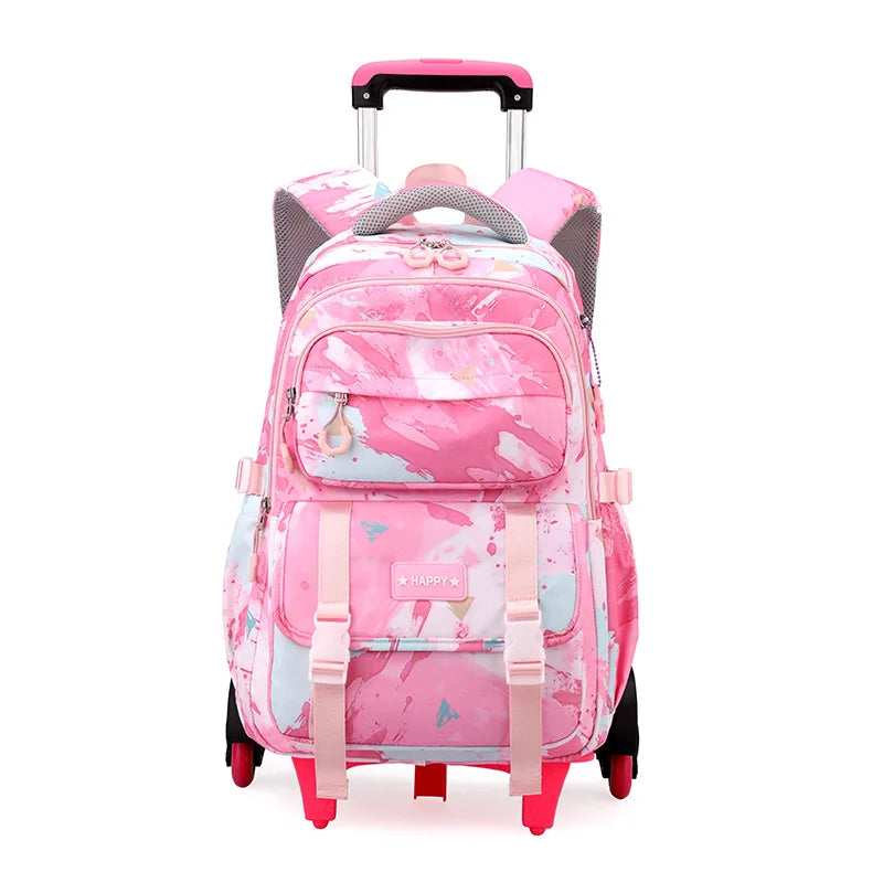 Girls Rolling School Backpack with Wheels