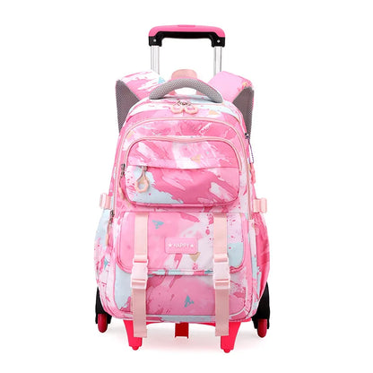 Girls Rolling School Backpack with Wheels
