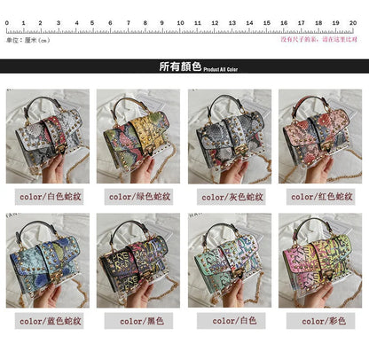 Studded Graffiti Crossbody Satchel Bag
