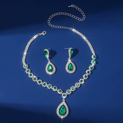 Crystal Water Drop Necklace & Earring Set