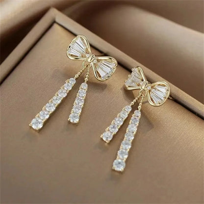 Bow Crystal Zircon Earrings
