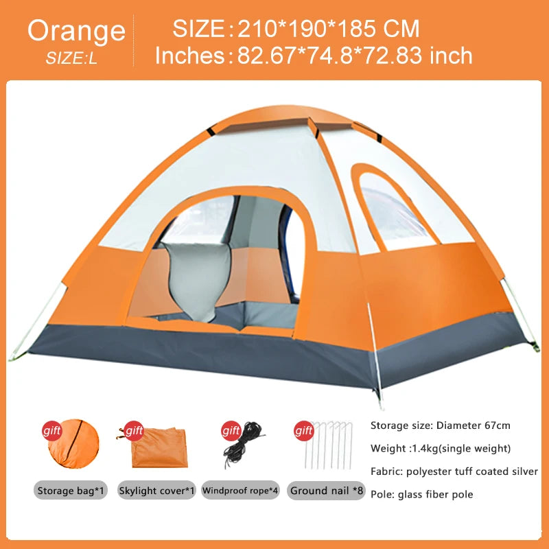 Automatic 4-Season Family Camping Tent for 3–4 People