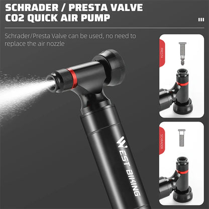 WEST BIKING Portable CO2 Bike Pump With Gauge