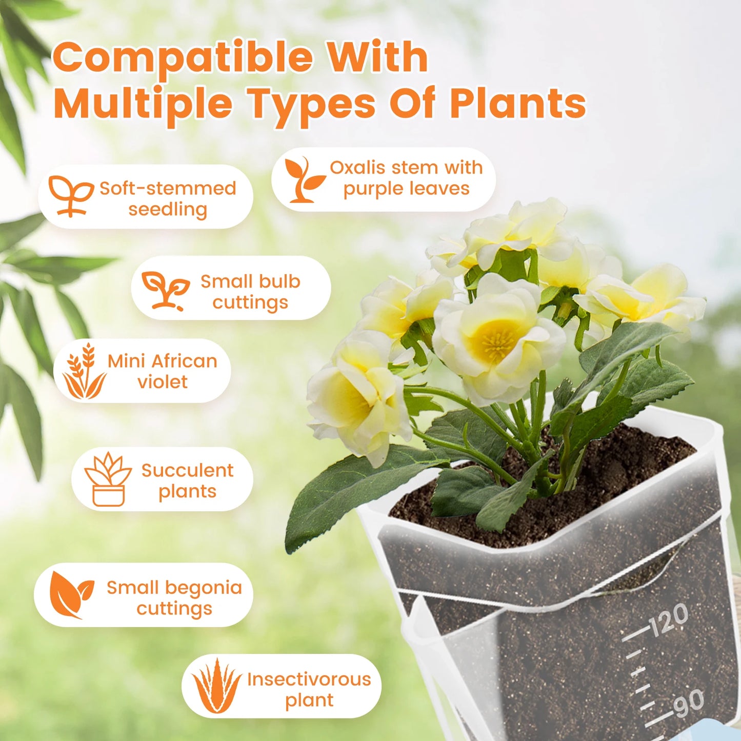 12-Pack Self Watering Planter Pots with Cotton Wicks