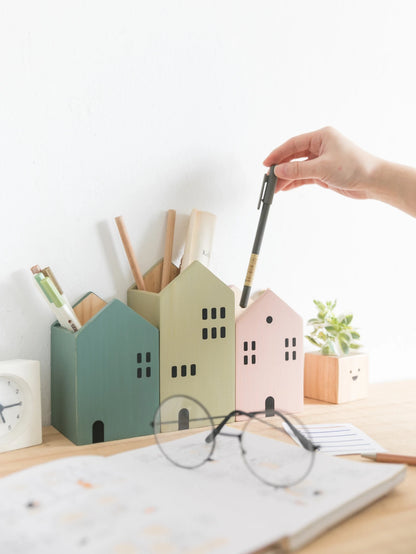 Wooden House Pen Holder & Desktop Organizer