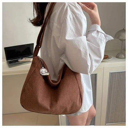Corduroy Half Moon Shoulder Bag