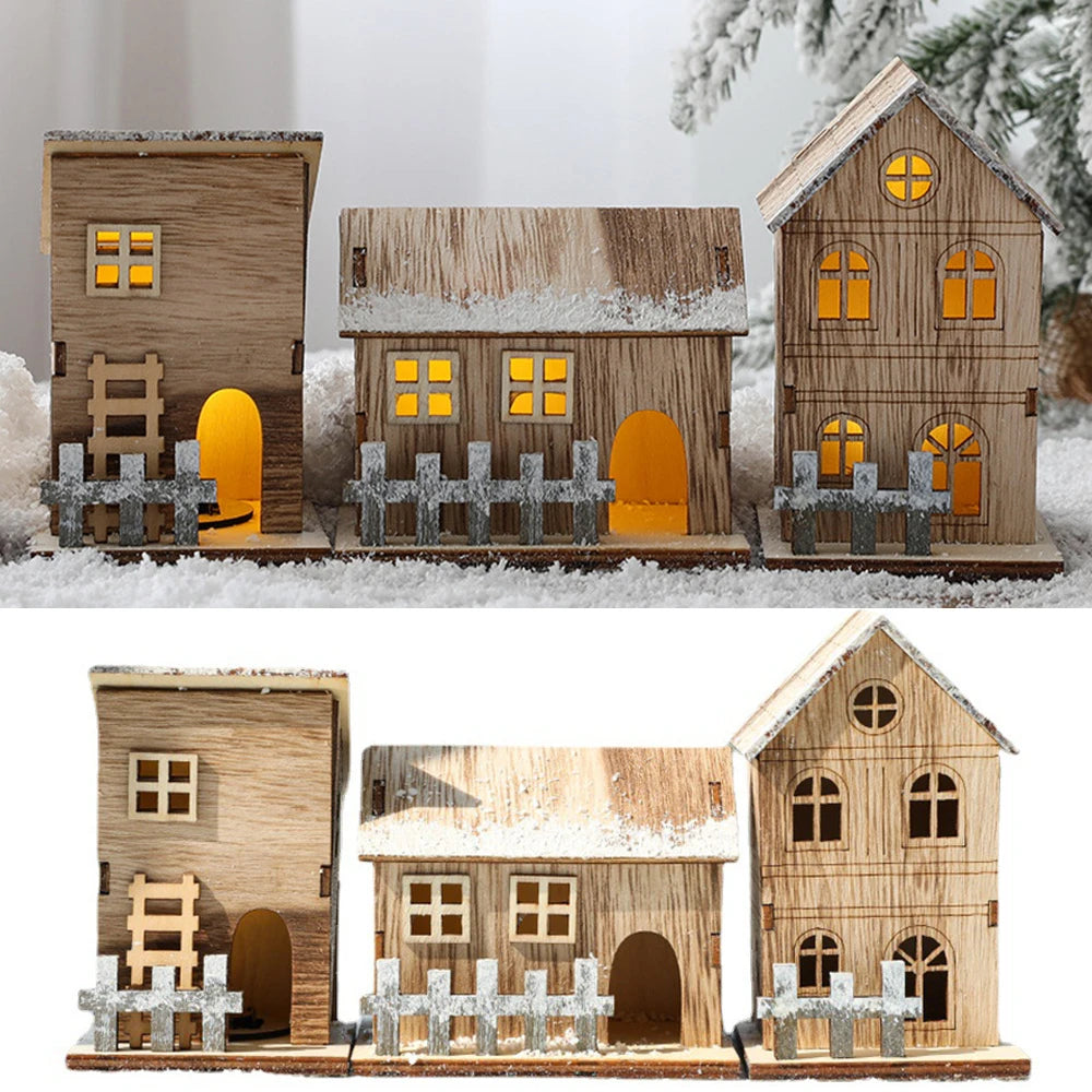 LED Wooden Christmas House Ornament