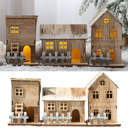 LED Wooden Christmas House Ornament