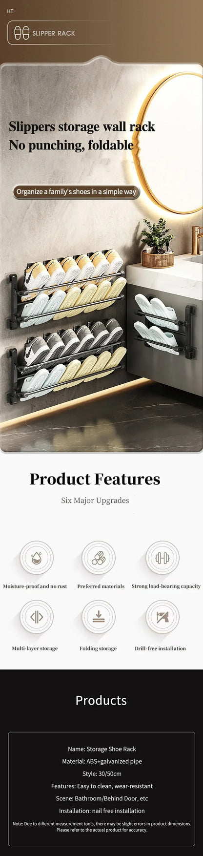 Wall Mounted Shoes And Slippers Rack