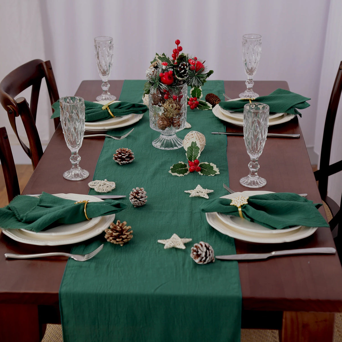 Sage Green Christmas Table Runner