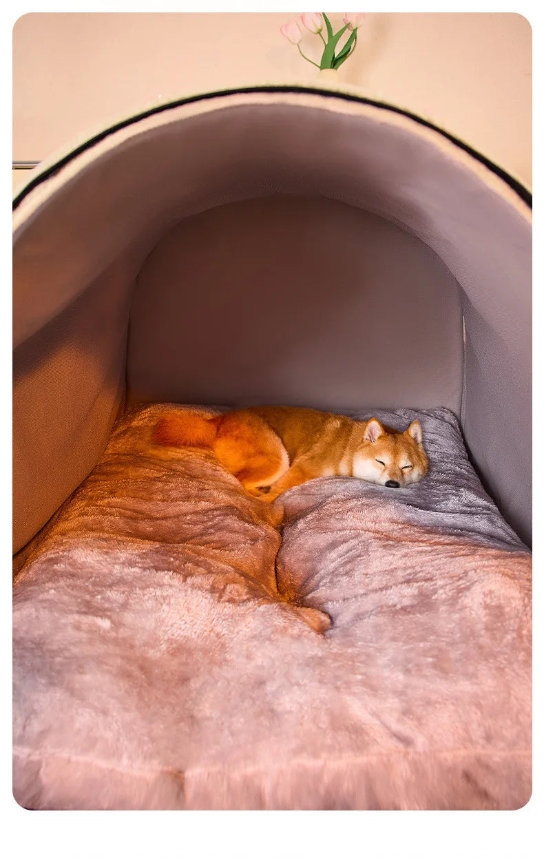 Insulated Enclosed Dog Cave Bed for Autumn & Winter