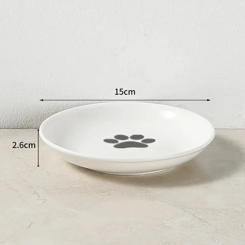 Elevated Ceramic Cat Food Bowl with Metal Stand