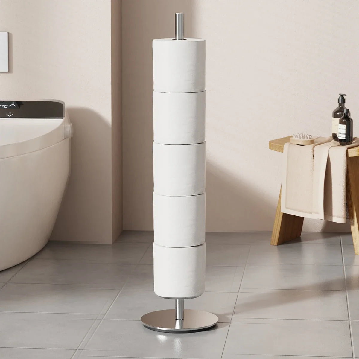 Freestanding Toilet Paper Holder with Storage