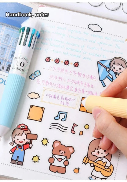 0.8mm Soft Grip Multi-Colour Ballpoint Pen for Drawing & Writing