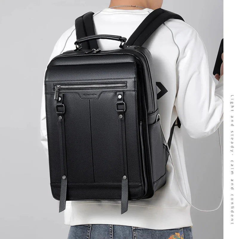 Men'S Backpack PU Leather for Business