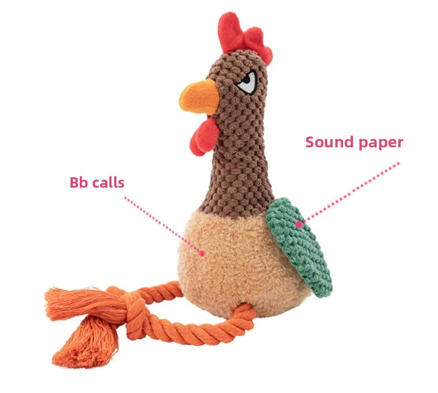 Plush Rooster Dog Toy – Cotton Rope Teeth Cleaning Chew Toy