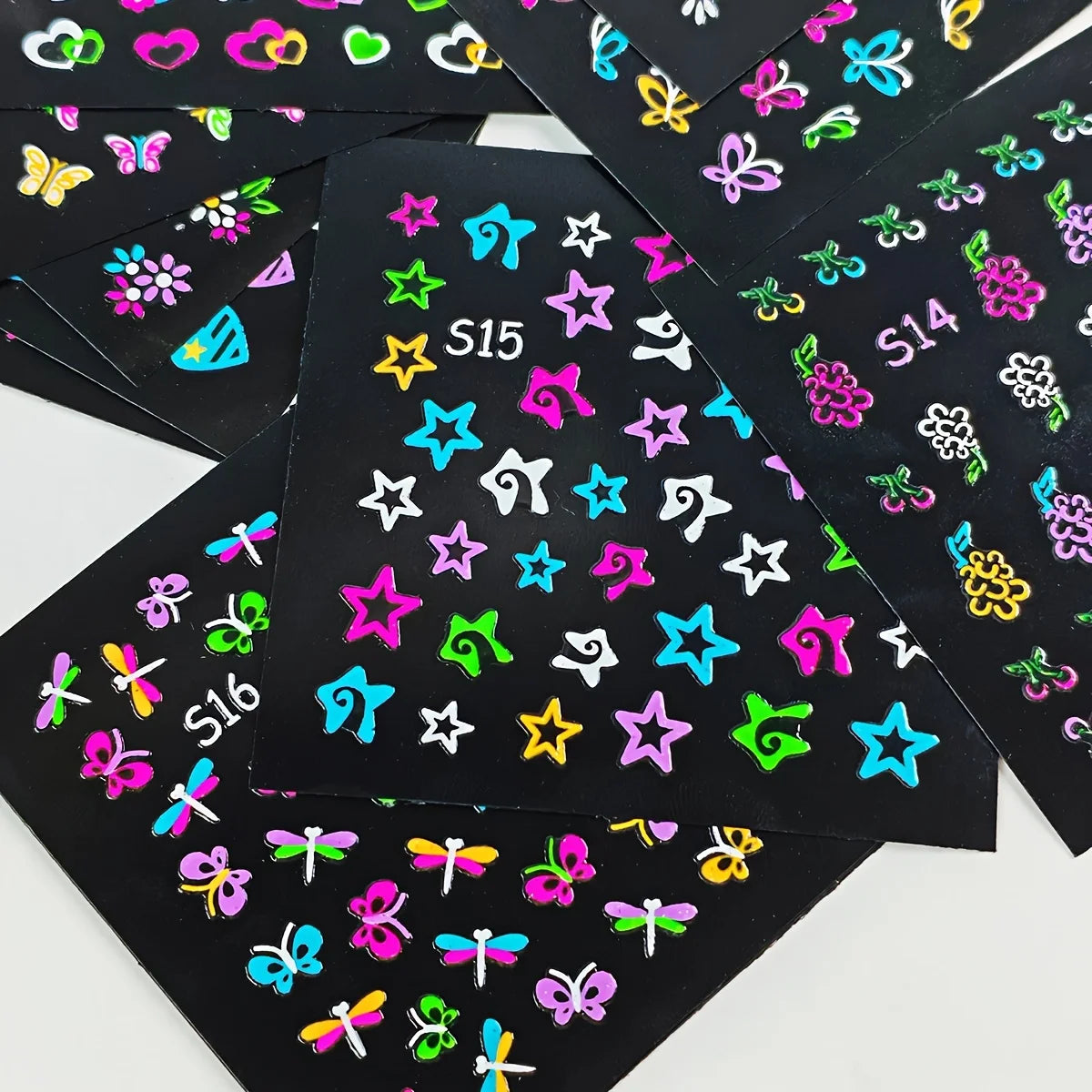 30 Sheets 3D Neon Nail Stickers