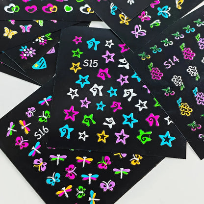 30 Sheets 3D Neon Nail Stickers
