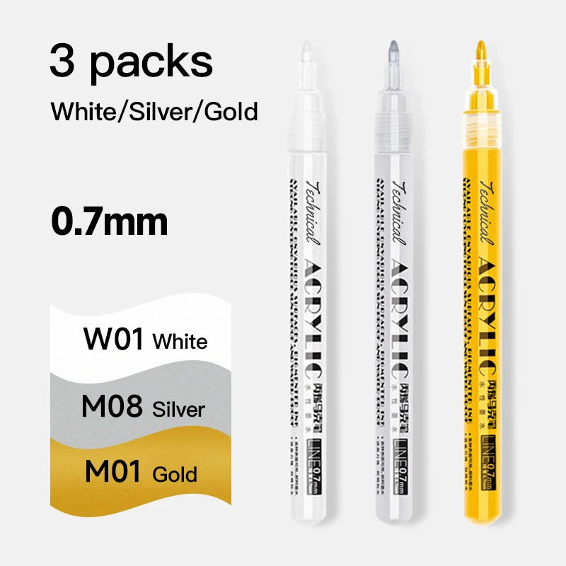 Metallic Acrylic Paint Marker Pens Set