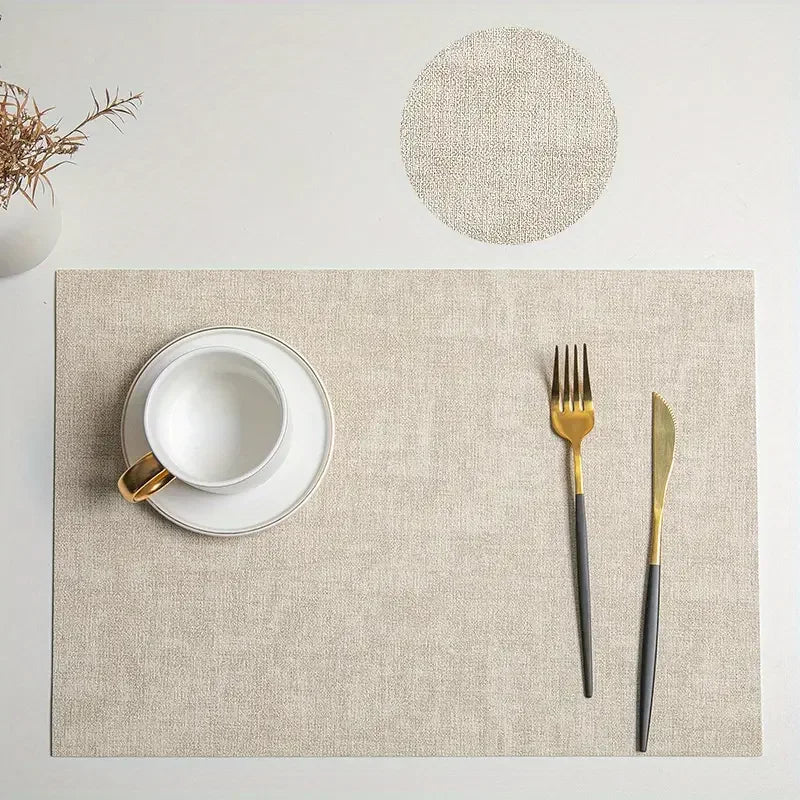 Faux Leather Table Placemats Set