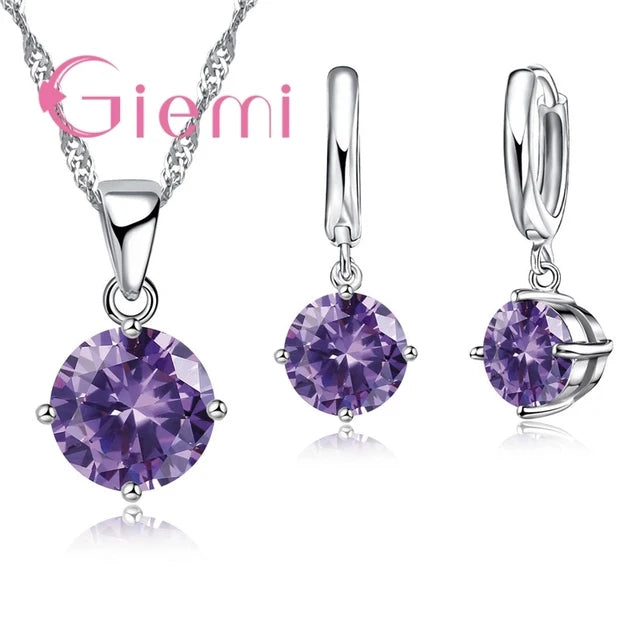 925 Sterling Silver Pendant Necklace Earrings