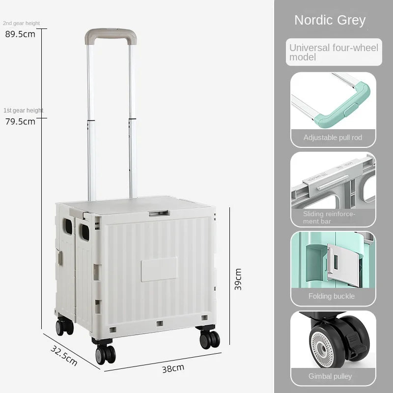 Foldable Camping Trolley Storage Box with Wheels