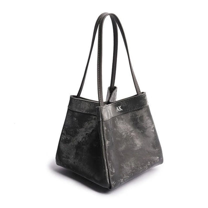 Custom Name Suede Leather Shoulder Bag with Top Handle