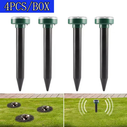 Solar-Powered Ultrasonic Mole, Mouse & Snake Deterrent Stakes