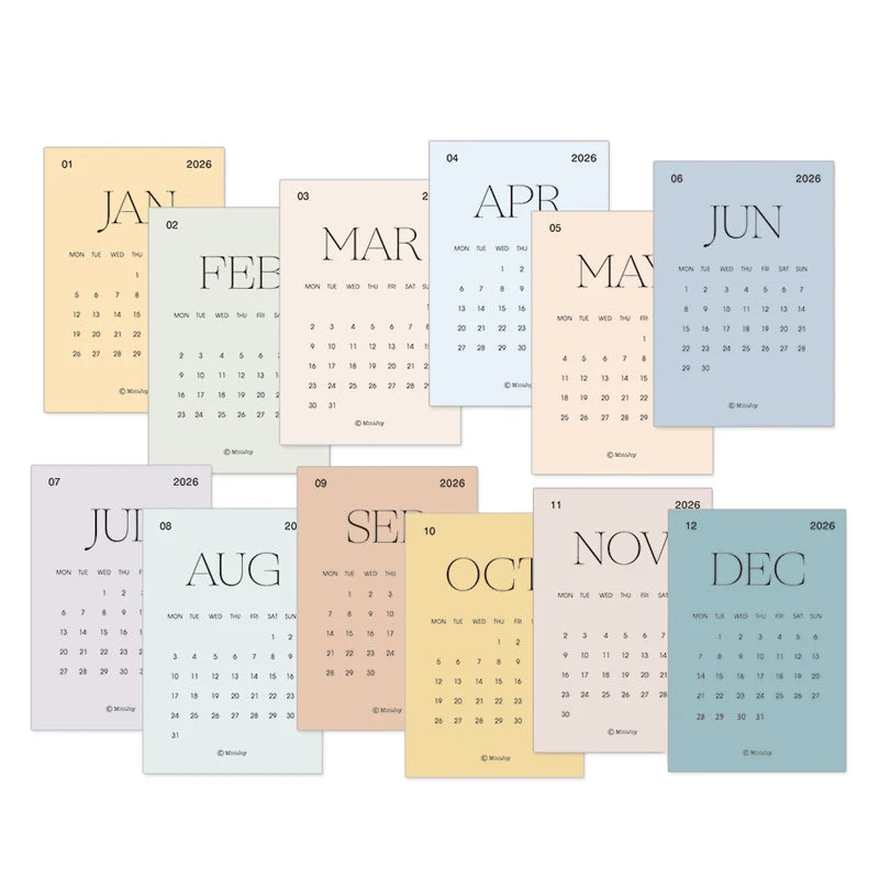 Monthly Calendar Cards for Traveler’s Notebook