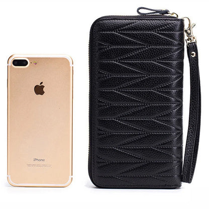 Genuine Cow Leather Zip-Around Wallet with 36 Card Slots