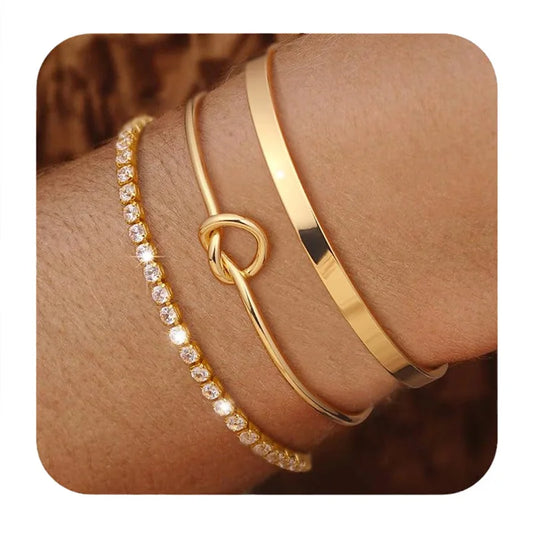 Gold Plated Stainless Steel Bracelet Set