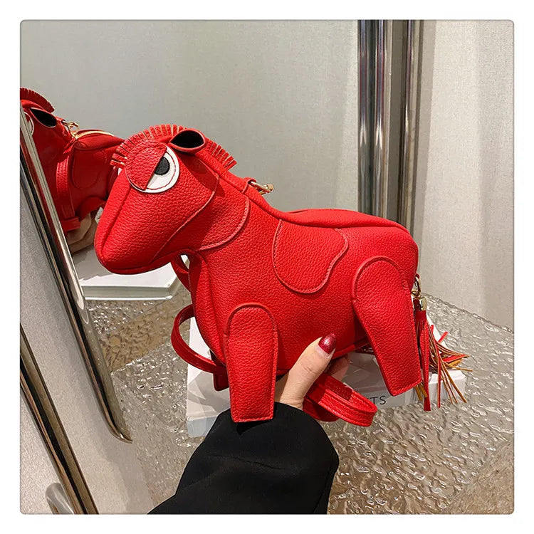 Horse-Shaped PU Leather Crossbody Shoulder Bag