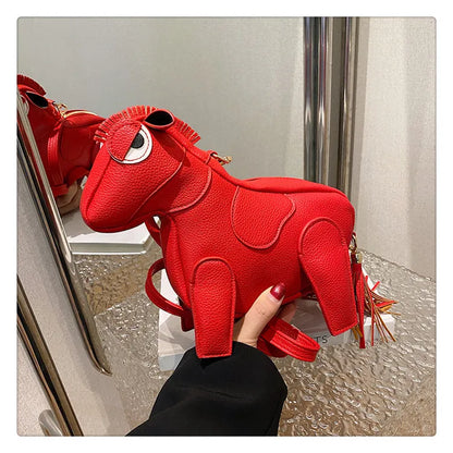 Horse-Shaped PU Leather Crossbody Shoulder Bag