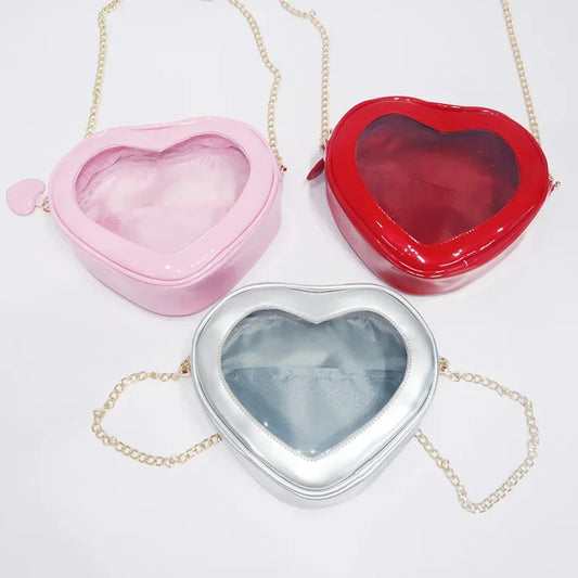 Heart-Shaped Transparent Ita Crossbody Bag