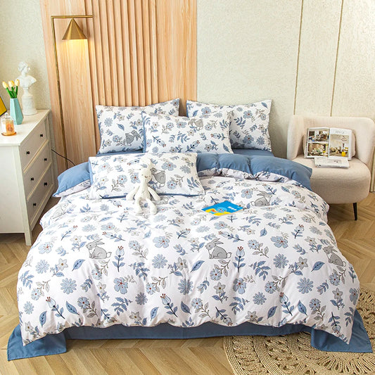Flower Printed Washed Cotton Duvet Cover