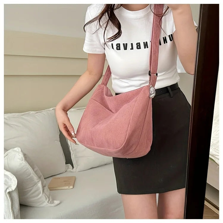 Corduroy Half Moon Shoulder Bag