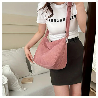 Corduroy Half Moon Shoulder Bag
