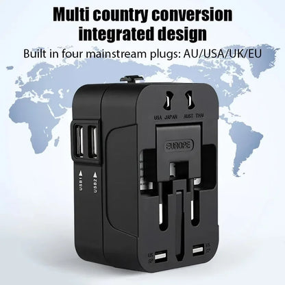Universal Foldable Travel Adapter with USB-C & USB-A