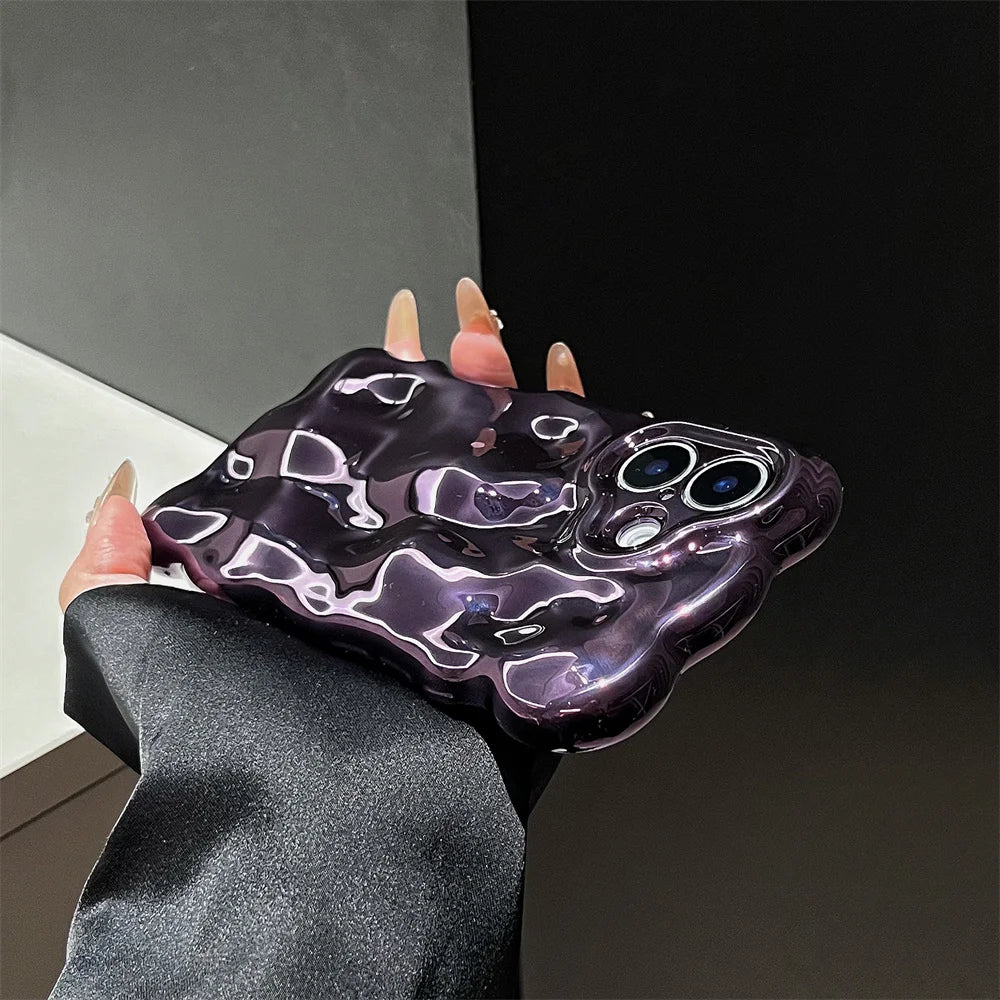 Mobile Phone Case – Glossy Wrinkle Plating Wave Border Case for iPhone