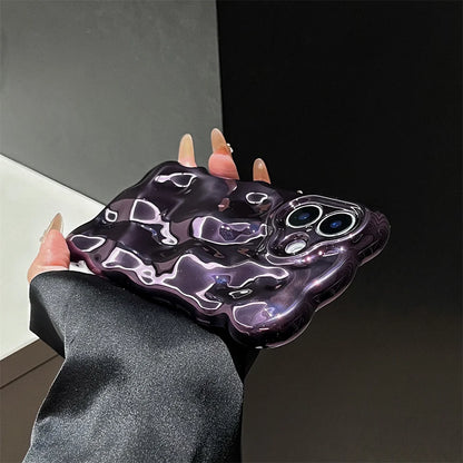 Mobile Phone Case – Glossy Wrinkle Plating Wave Border Case for iPhone