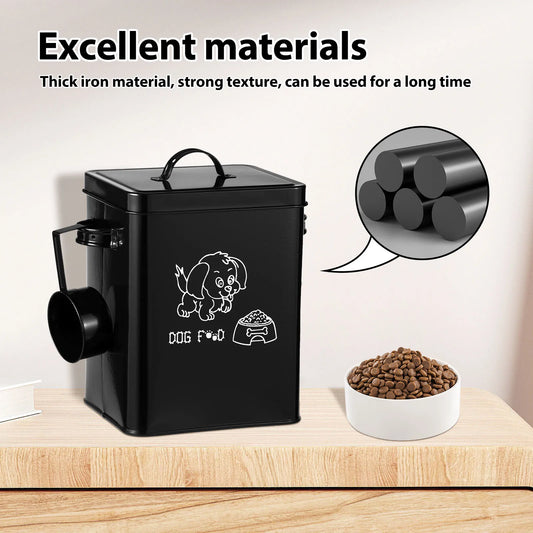 Stainless Steel Pet Food Storage Container with Lid & Scoop